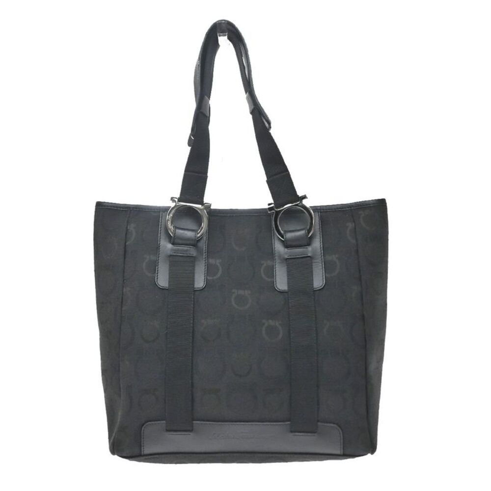 Salvatore Ferragamo Gancini Tote Canvas Black Canvas Tote Bag Bag